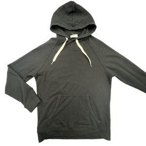 Frame Denim Black Hoodie with Cream Drawstrings
